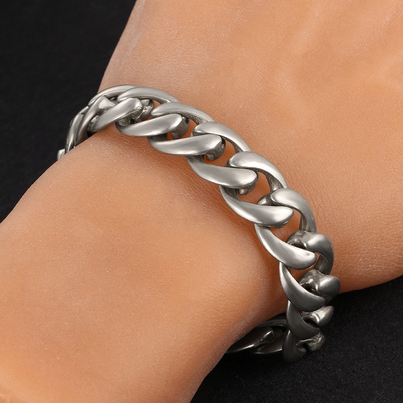 跨境热销做旧白铜手链男士嘻哈链条复古手环时尚个性古巴链子