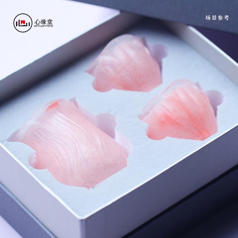 心缘堂琉璃酒器酒杯 芙蓉笑粉彩粉色花型冷饮杯分酒器套装 酸奶杯
