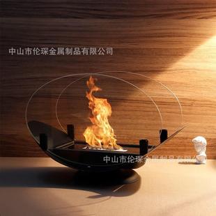 跨境热销椭圆船桌面酒精壁炉室内取暖火炉户外便携式燃烧现货批