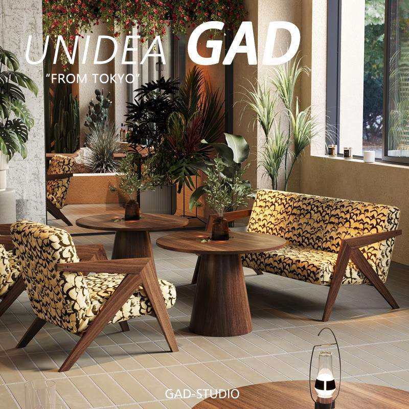 UN 咖啡厅沙发桌椅组合甜品店酒店民宿休息区洽谈中古风实木藤编