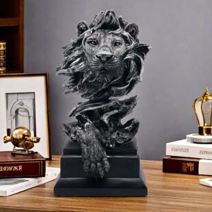 创意公美式关复古狮子树脂工送20240723艺品客厅玄装饰品办室桌面
