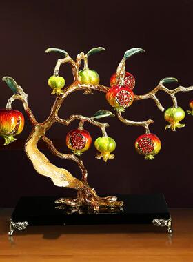 新中式珐琅彩石榴摆件客厅电视柜多籽多福装饰品新居乔迁新年礼品