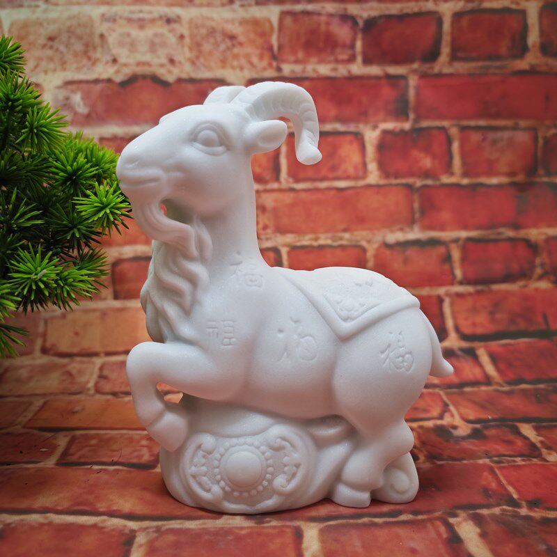十二生肖鸡羊蛇仿石雕汉白玉工艺品属相生肖鸡羊蛇摆件家装饰品