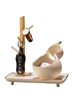 新中式玄关鞋柜进门口钥匙收纳摆件创意家居客厅乔迁葫芦鹿装饰品