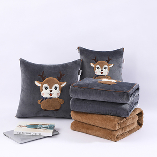 特厚抱枕被d子冬被5斤2米长加绒加厚午休被子靠垫二合一办公室车