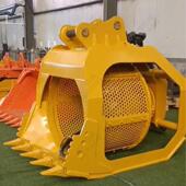 50t旋转筛网铲斗 挖机液压滚筒筛 大容量沙石筛分斗网格振动筛