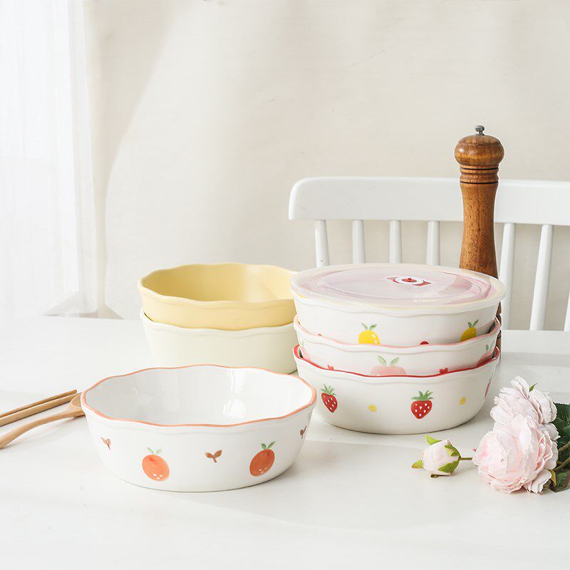 陶瓷分格餐盘家用保鲜盒带盖三格碗微波炉加热保鲜碗上班族便当盒