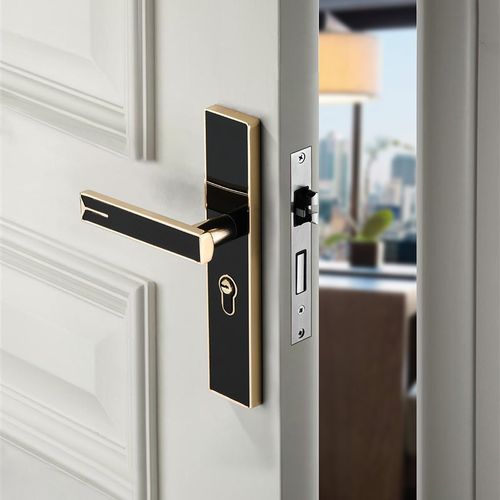 门锁黑色卧室磁吸简约门把手木门室内家用静音锁具执手锁体通用型