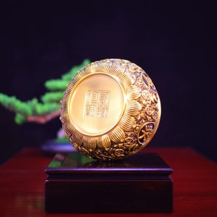 纯铜八方来财聚宝盆摆件实心黄铜米缸家用聚财客厅办公室开