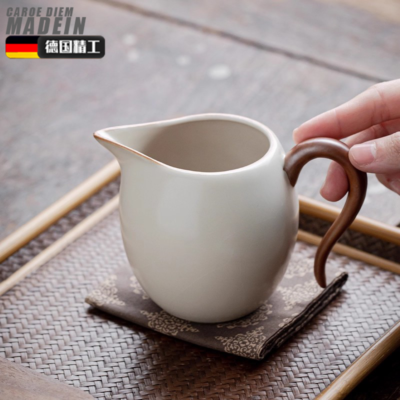 汝窑米黄公道杯三件套过滤网