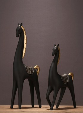 新中式树c脂马摆件装饰品创意办公室客厅电视柜摆设玄关现代轻奢