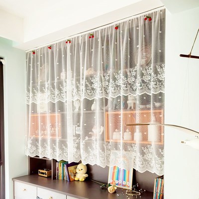 白色蕾丝遮挡杂物帘柜子无门储物柜隔断纱幔衣柜帘子鞋柜防尘挡板