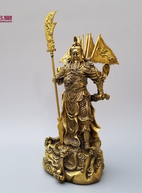 铜武圣九龙关公铜器祥龙关公铜像家用供奉武财神办公桌面摆件佛像