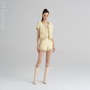 外套套装 定制千金名媛小香风粗花呢背心短裤 设计师款 YOLLA