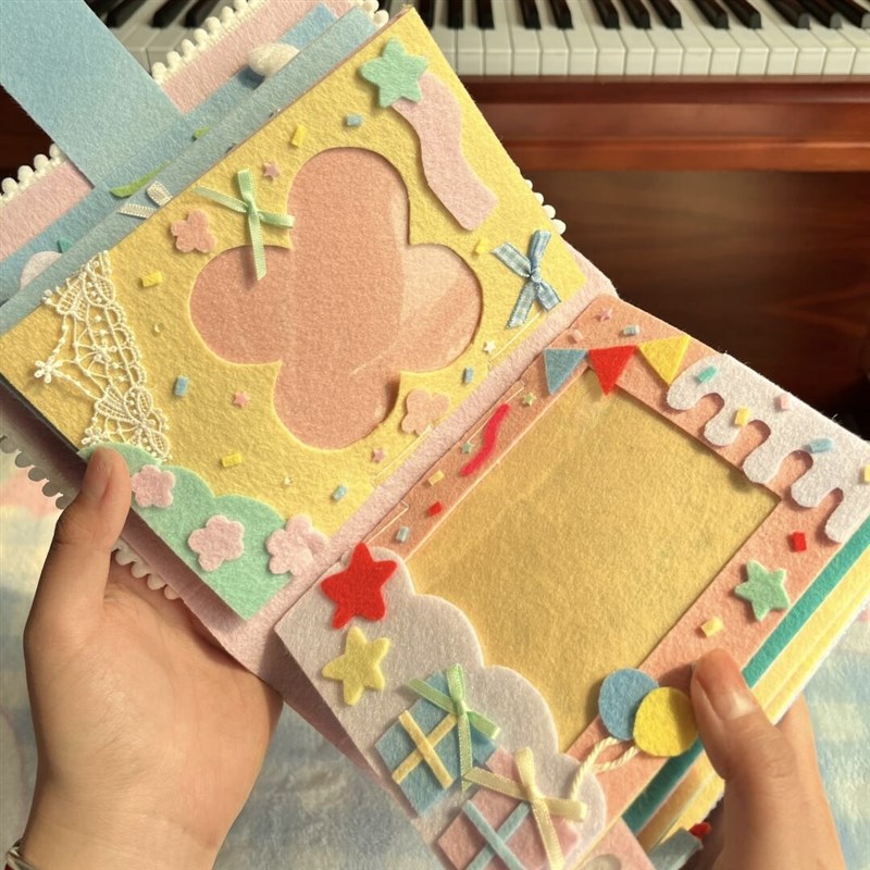 生日快乐不织布机关卡册3寸小卡收纳手工相册diy照片拍立得送礼物