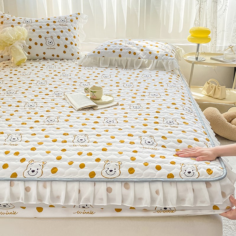 床裙夹棉床笠床罩二合一单件卡通床套榻榻米床垫保护套防尘床罩