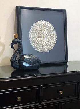 现代简约贝壳装饰画贝母玄关餐厅挂画蓝色地中海风格大气海洋北欧
