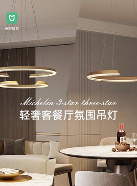 现轻奢风客厅吊灯 简约l气圆环餐厅大ed全家大厅灯亮度米光谱