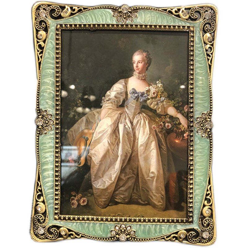 6寸情侣相框绿色欧式金属长方形7寸相框摆台创意家居照片像框摆件