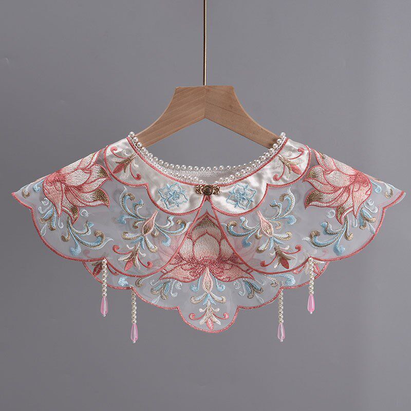 国风花朵绣花汉服云肩甜美装饰衣领女中年妈妈姐妹团拍照外搭披肩