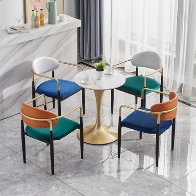 轻奢岩板餐桌椅组合商务洽谈接待签单桌休闲大T理石阳台小圆桌