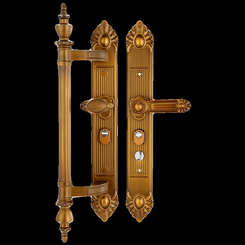 防盗门锁套装通用型家用入户x对开别墅大门超C级机械锁具豪华拉手