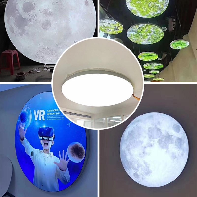 发光月球软膜灯h箱卡布广告婚庆星空舞台日落黄昏圆形装饰背景氛