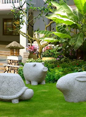 户外园林凳子f玻璃钢仿石动物雕塑花园摆件装饰小品别墅庭院景观