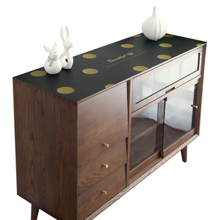 现代简约兔子家用防水防尘免洗边角柜长方形桌垫 皮革边柜垫