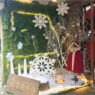 冬季限定美陈道具装饰冰天雪地氛围雪花冰柱场景道具Y商场橱窗布