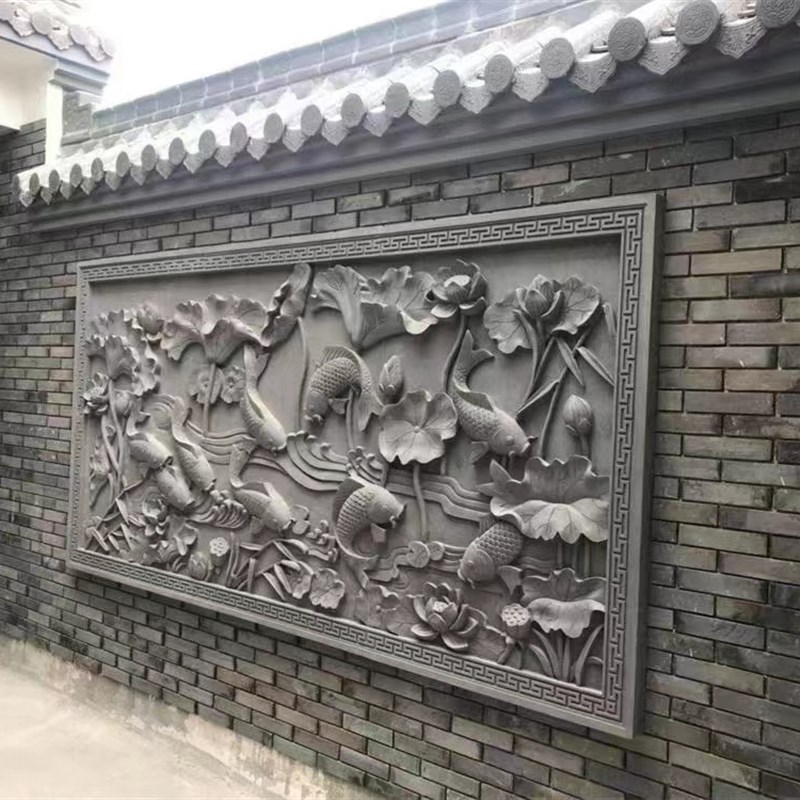 仿古大幅系列砖雕百福图迎客松浮雕影壁J照壁围墙背景墙大型挂件