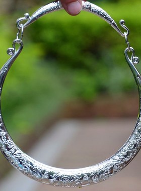 中国民族风特色少数民族藏银景颇族苗族银饰M项圈复古舞蹈配饰演