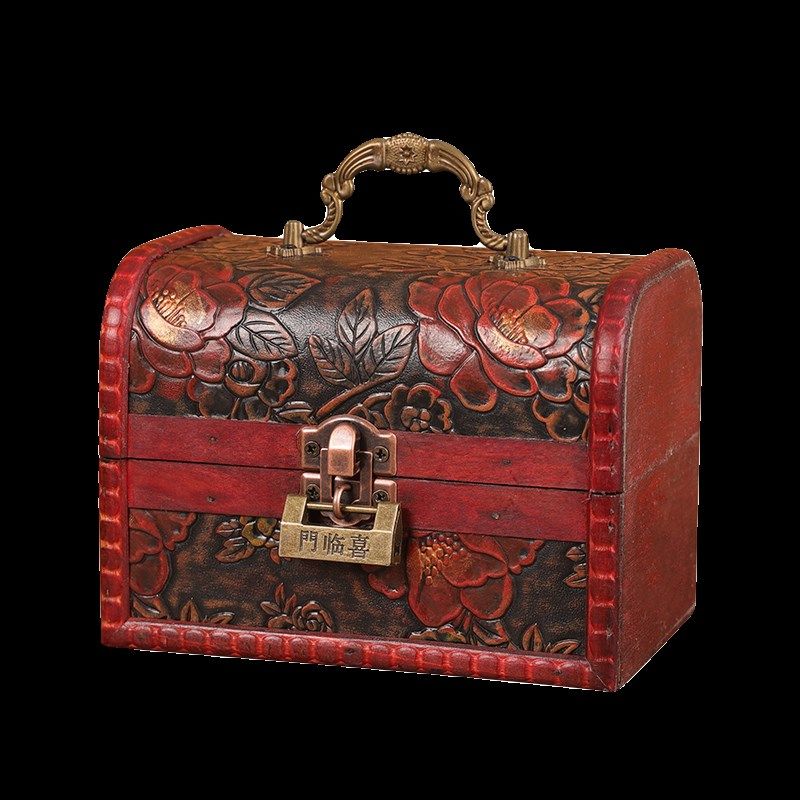 复古木质百宝箱收纳盒带锁密码手饰品首饰盒儿童精致储物小木盒子,收纳整理,首饰盒,淘宝优惠券,粉丝福利购,淘宝优惠卷