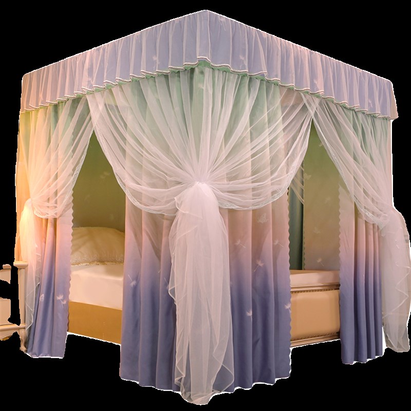 物理遮光床帘蚊帐一体式落地宫廷床幔卧室家用防风防尘1.X5m1.8米