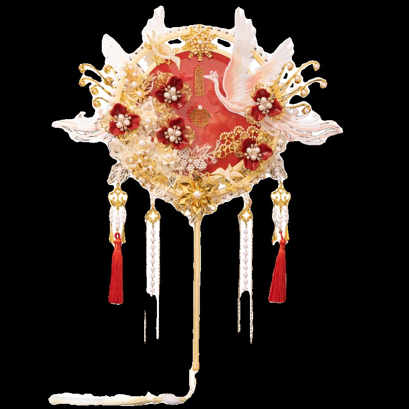 双面新娘团扇diky材料包手工秀禾婚礼出嫁遮面扇子仙重工喜扇成品