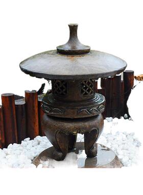 仿古石雕石灯笼中式落地日式庭院装饰石头灯户外摆件黄旧石灯笼