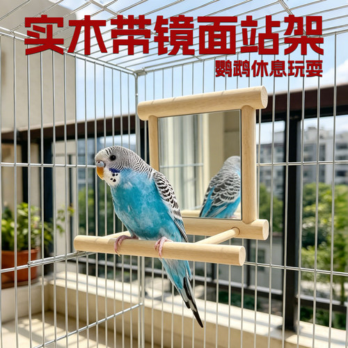 原木鹦鹉磨脚棒栖息镜套装