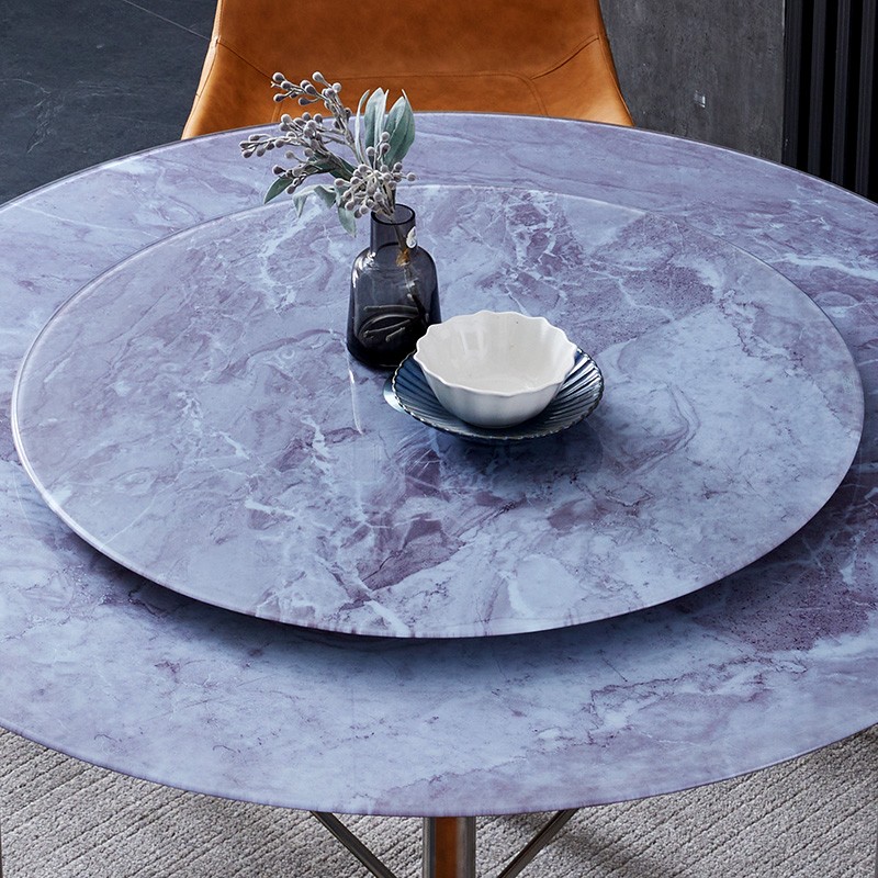 钢化玻璃转盘家用餐桌防爆玻璃旋转台酒店大圆饭桌面旋转带底座