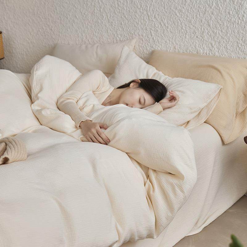 A类婴儿级美拉德纯棉皱纱四件套全棉纯色轻奢软糯双层纱被套床品,机械设备,其他机械设备,淘宝优惠券,粉丝福利购,淘宝优惠卷