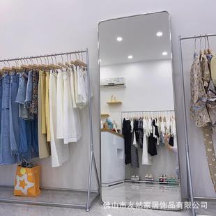 窄边框圆角试衣镜服装 店显瘦镜子圆弧落地镜全身镜家用穿衣镜促销