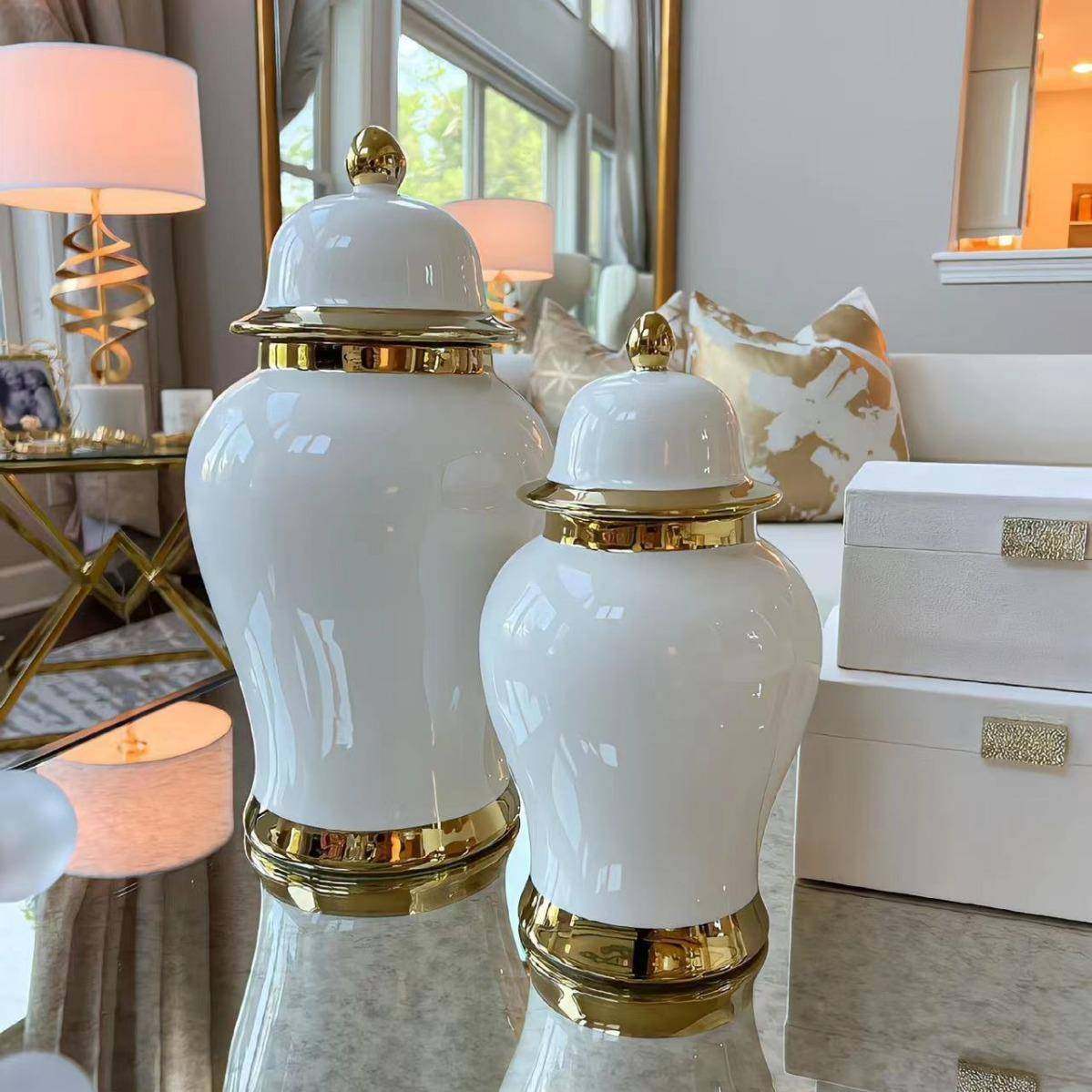 陶瓷轻奢电镀将军罐欧式花插花瓶工艺品摆件玄关软装装饰储物罐,纺织面料/辅料/配套,纺织机械配件,淘宝优惠券,粉丝福利购,淘宝优惠卷