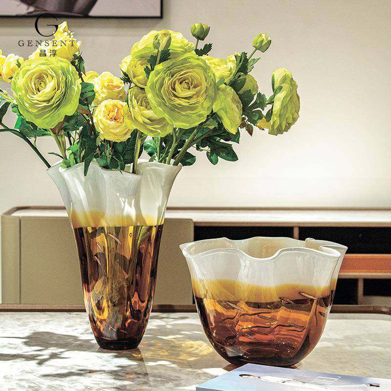 晶淳琥珀色花瓣大瓶口手工玻璃花瓶白菜造型双色可插花摆件,纺织面料/辅料/配套,纺织机械配件,淘宝优惠券,粉丝福利购,淘宝优惠卷