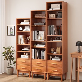 全实木书柜客厅组合一体靠墙柜y子现代简约家用置物书架儿童高矮