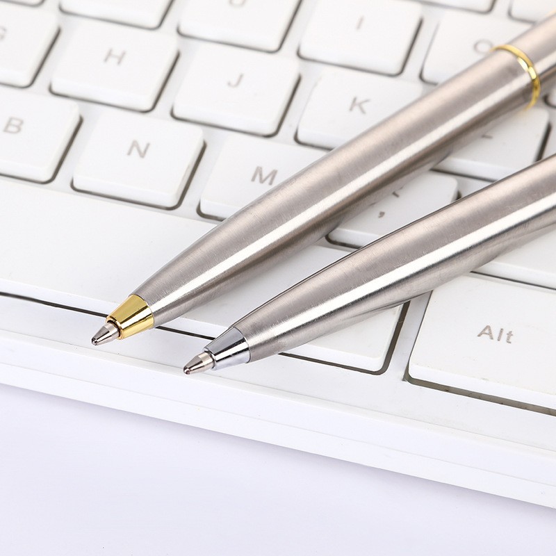 金属不锈钢按动中性笔黑色蓝色红色0.5笔芯可免费刻字简约圆珠笔