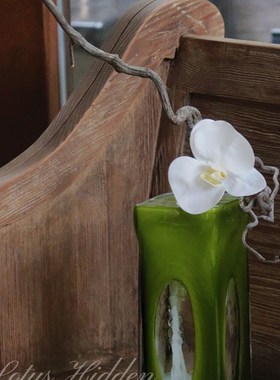 莲花坐隐b绿色新中式中古琉璃花瓶法式玻璃高级家居摆件复古设计