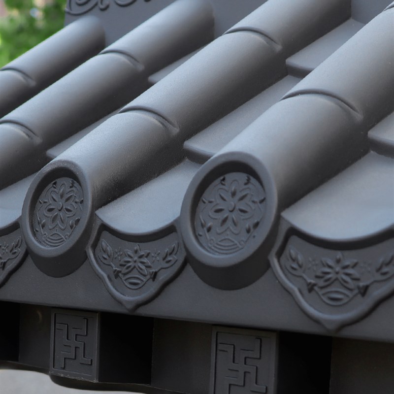 中号免架子立体仿古瓦36cm新中式一体塑料窗户装饰Y屋檐树脂瓦片