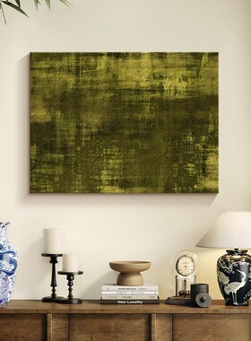 中古风客厅装饰画高级感餐厅小众艺D术绿色挂画法式复古餐边柜壁