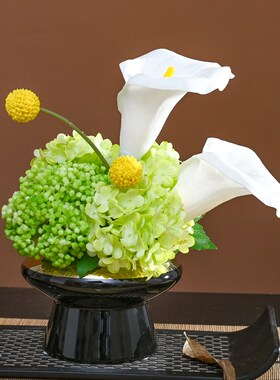 新中式简约e琉璃黑色艺术花器样板间售楼处酒店民宿软装摆件