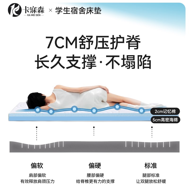 海绵床垫宿舍专h用记忆棉学生软垫单人90cmx190cm垫子折叠高密度