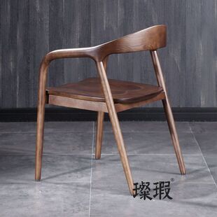 璨瑕室肯尼迪总统椅白蜡木全实木餐椅茶 广岛椅洽淡北家用椅欧风